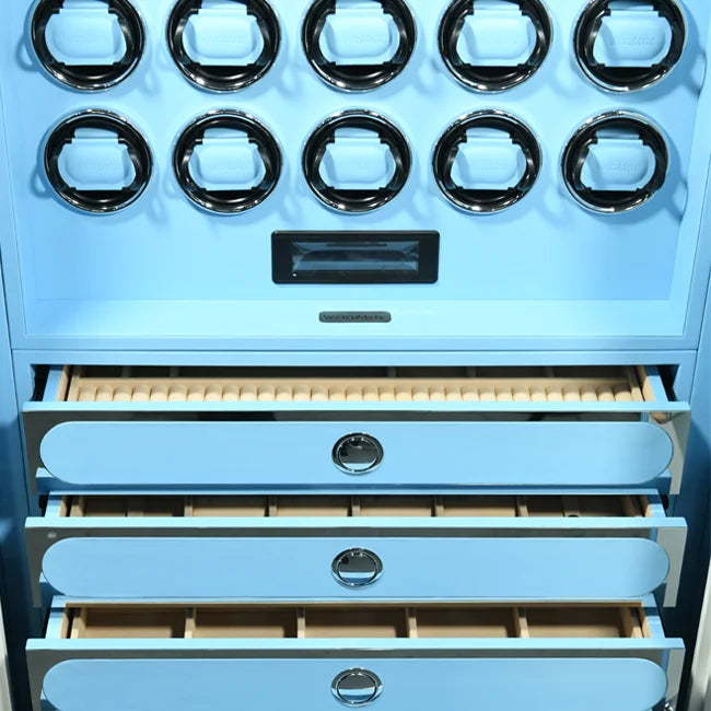 High-capacity WatchMatic watch winder safe with multiple winding positions