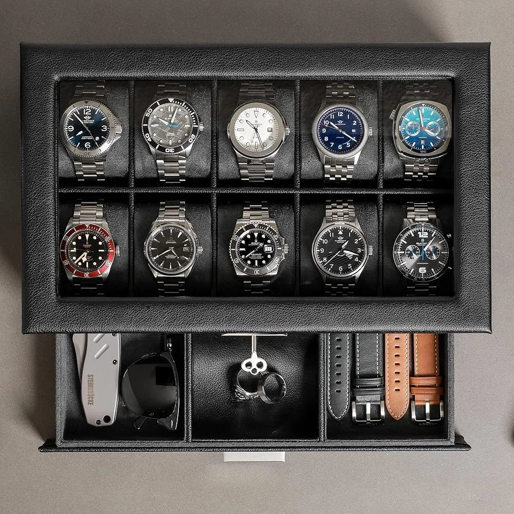 Arto Luxury Leather 10-Watch Box