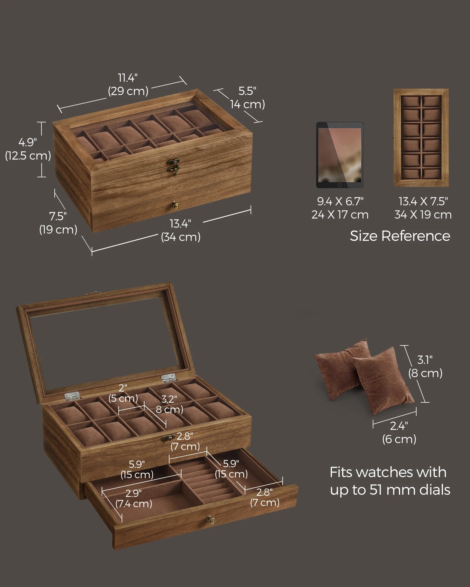 Vero Wood 12-Watch Box