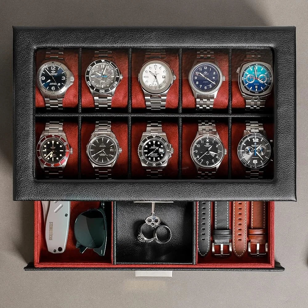 Arto Luxury Leather 10-Watch Box