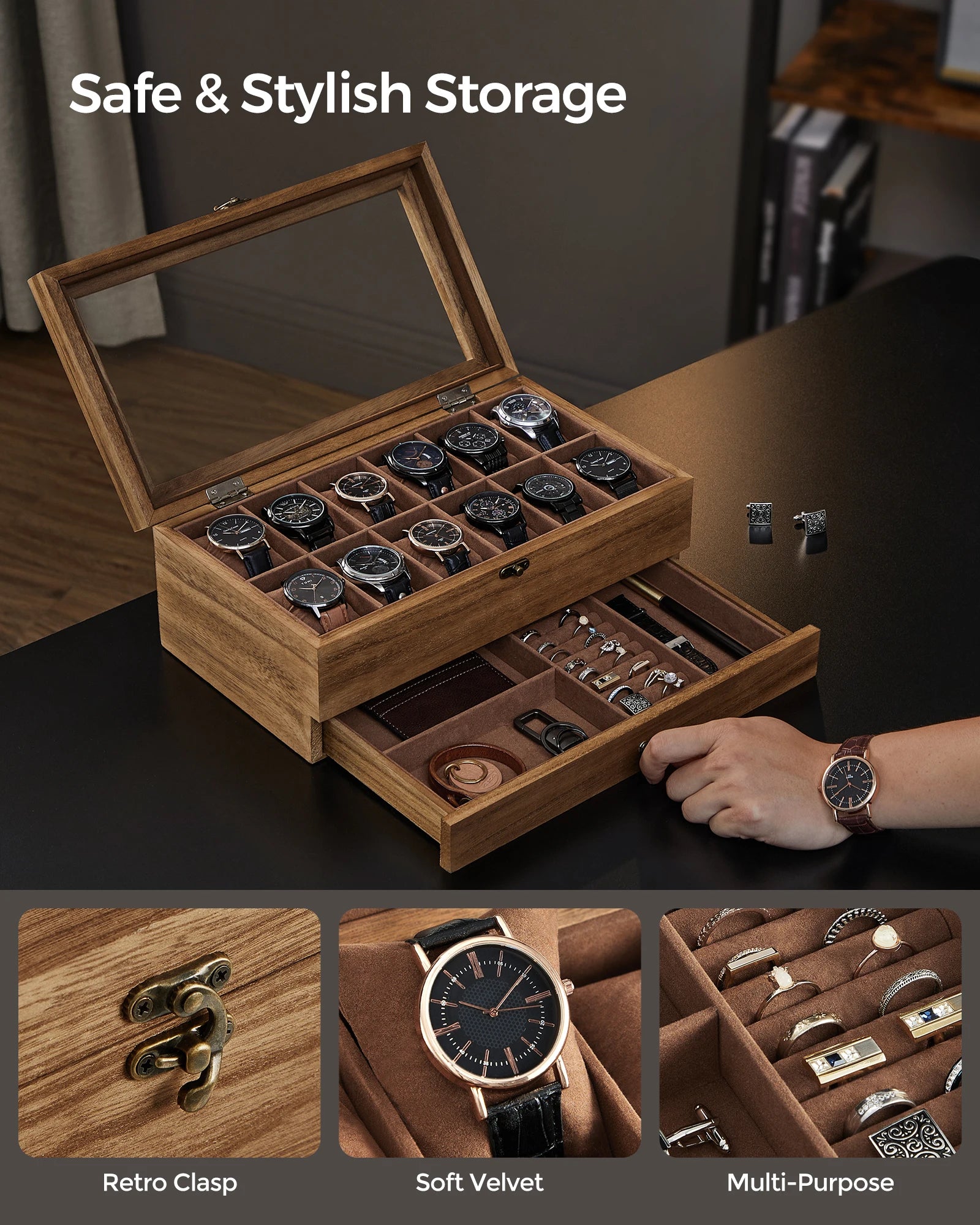 Vero Wood 12-Watch Box