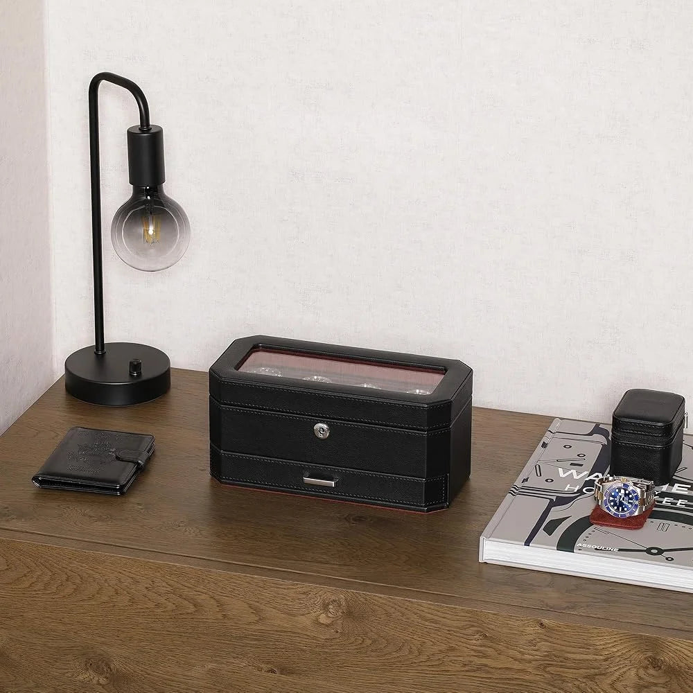 Nesto Luxury Leather 4-Watch Box