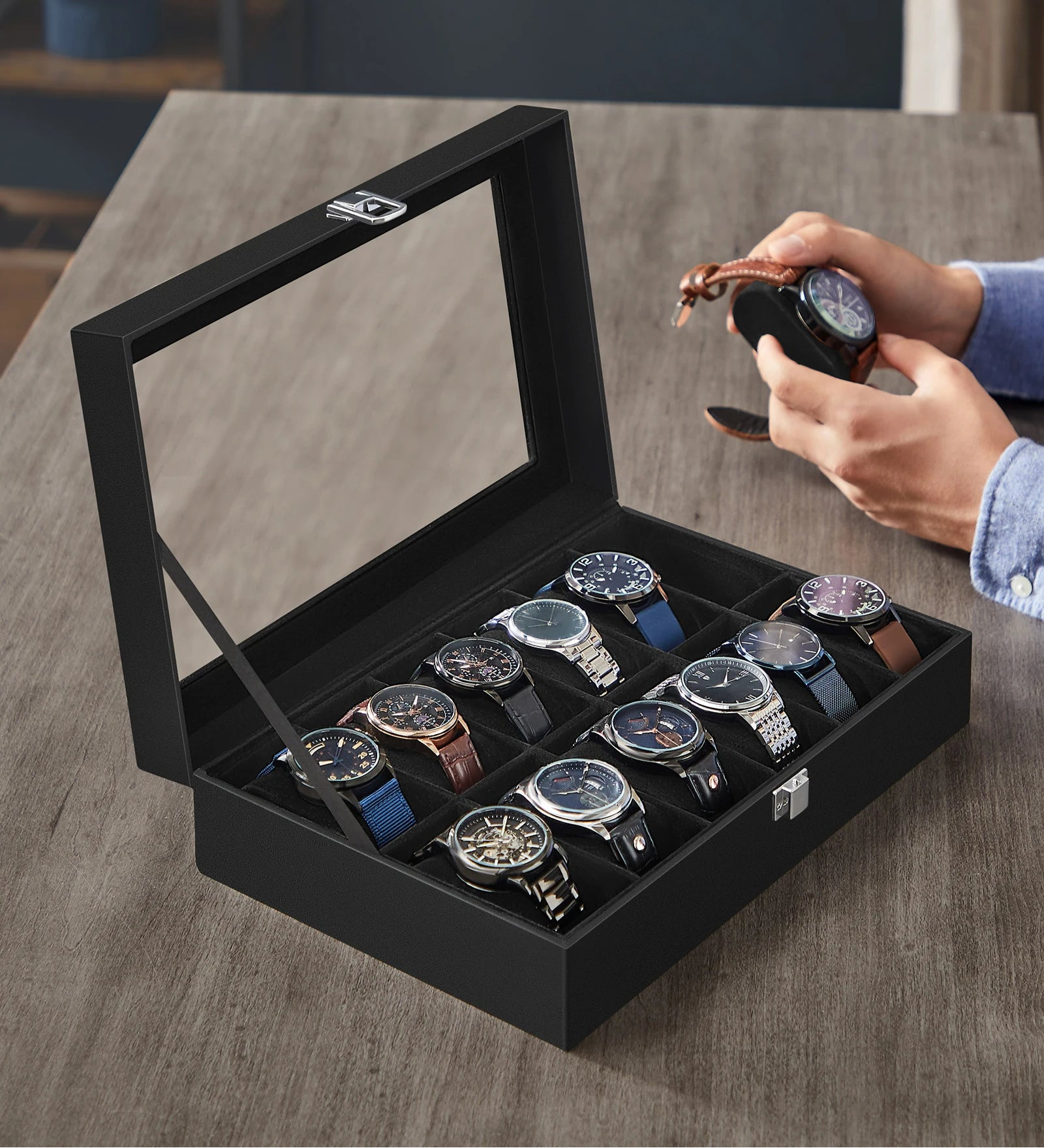Prestor Black 12-Watch Box
