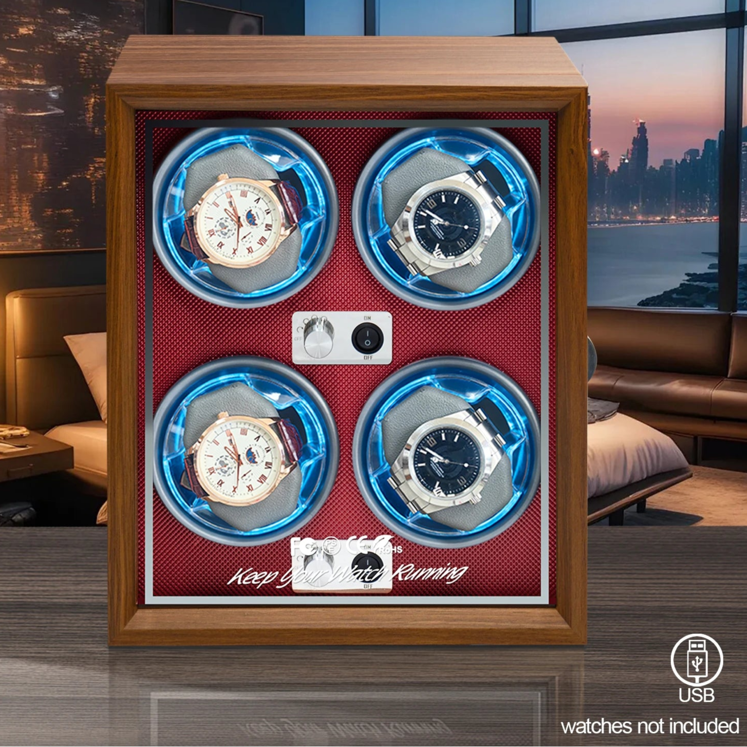 Luno Wooden Quad Watch Winder