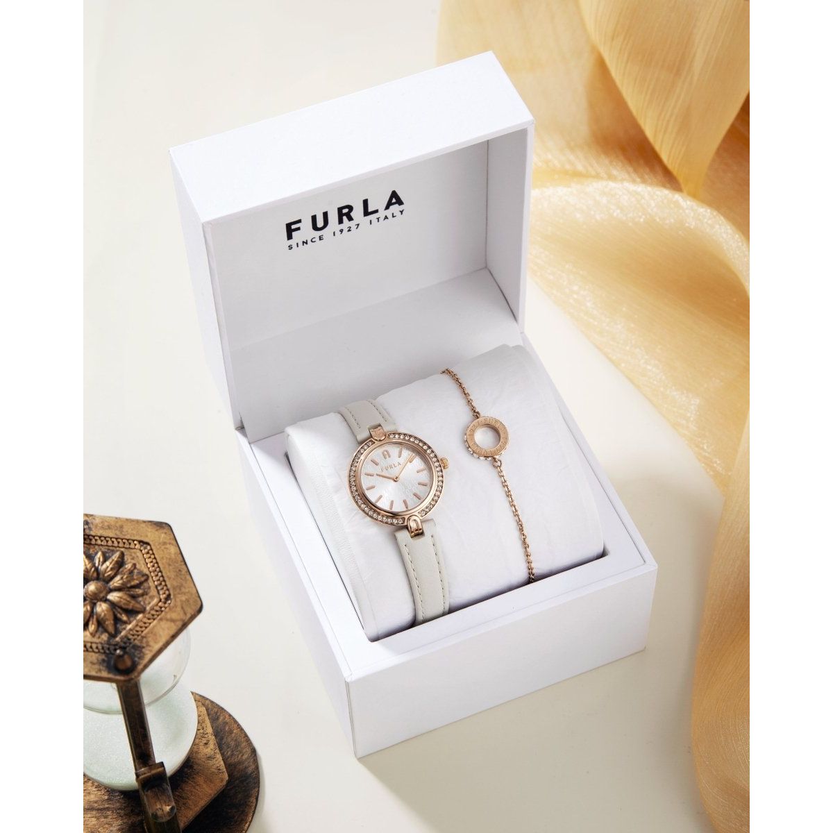 FURLA Logo Links Rose Gold Gift Set Women's Bracelet FGWJ001BU - WatchMatic
