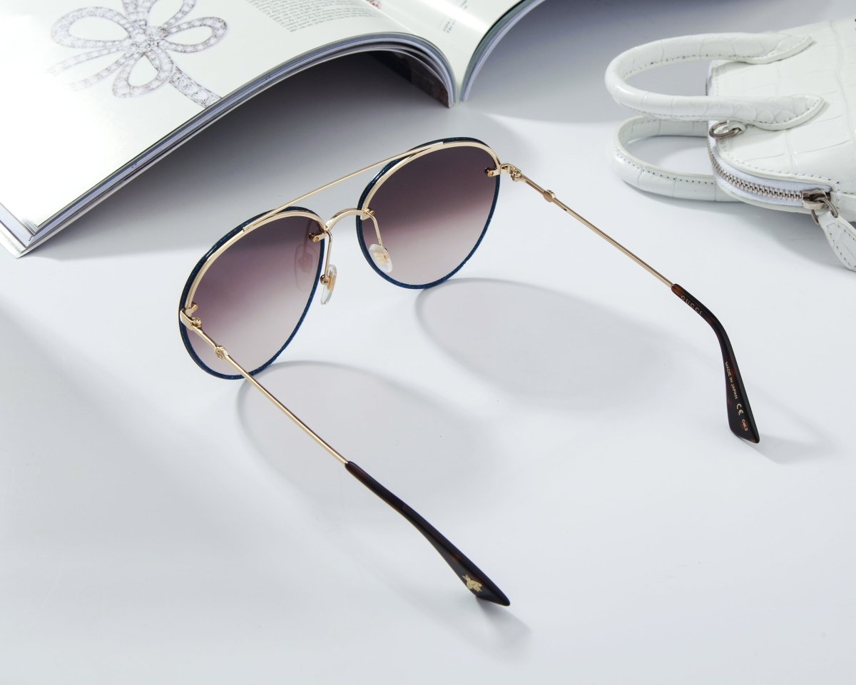 GUCCI Unisex Aviator Sunglasses GG0351S - 002 - WatchMatic