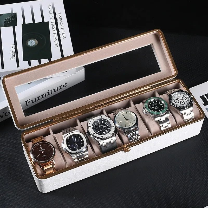 WATCHMATIC 6 - Slot Leather Watch Box 14:193Black lychee pattern - WatchMatic