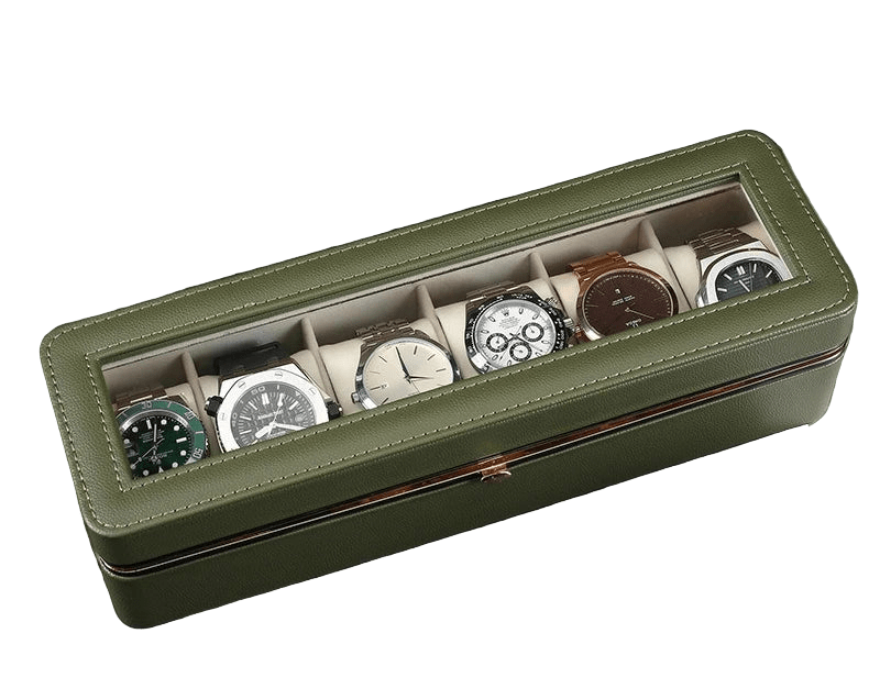 WATCHMATIC 6 - Slot Leather Watch Box 14:29Green - WatchMatic