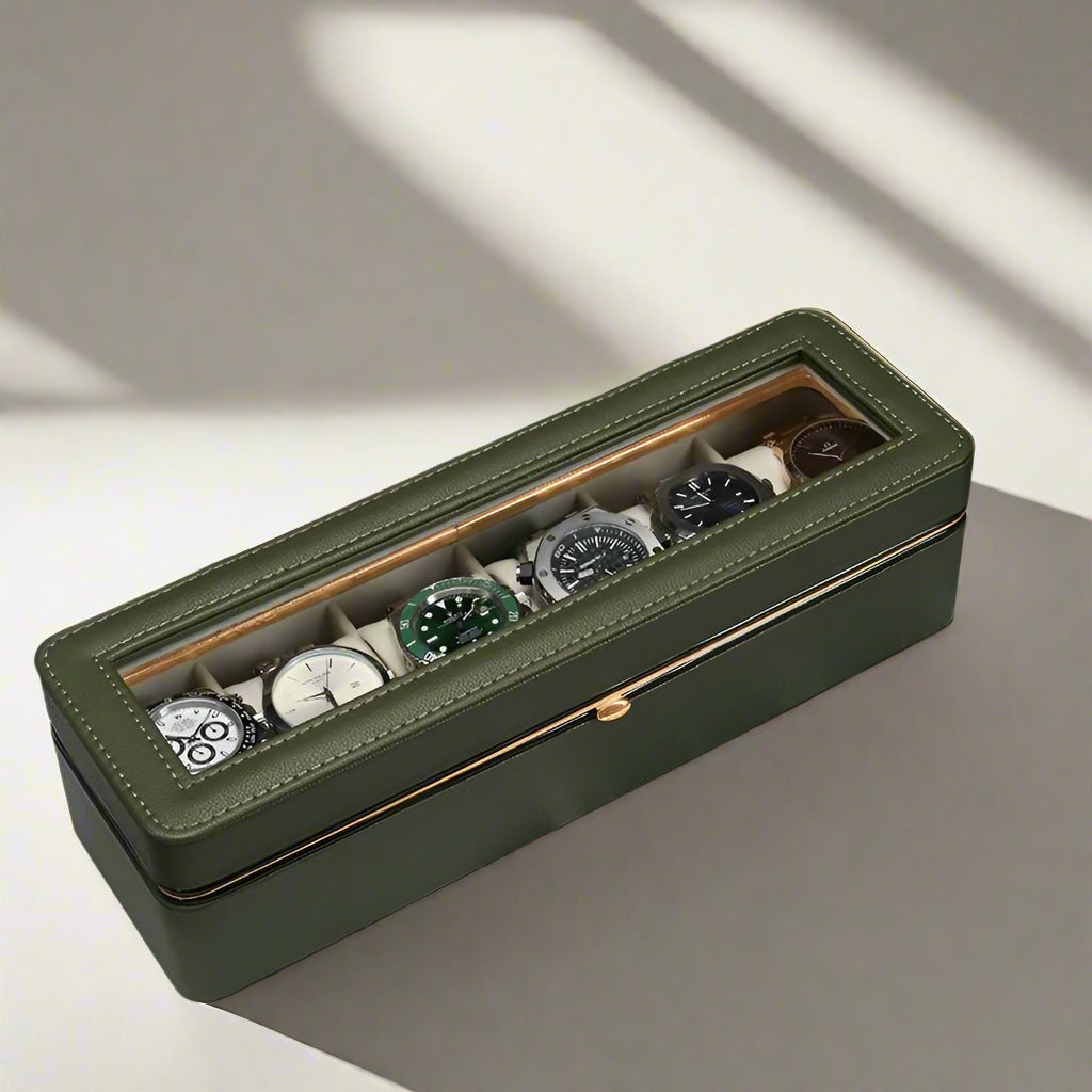 WATCHMATIC 6 - Slot Leather Watch Box 14:29Green - WatchMatic