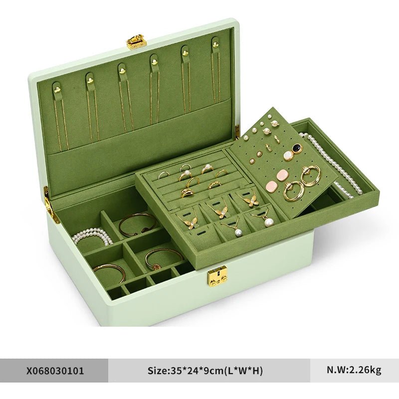 WATCHMATIC Lockable Jewelry Box 14:691Double Green L - WatchMatic