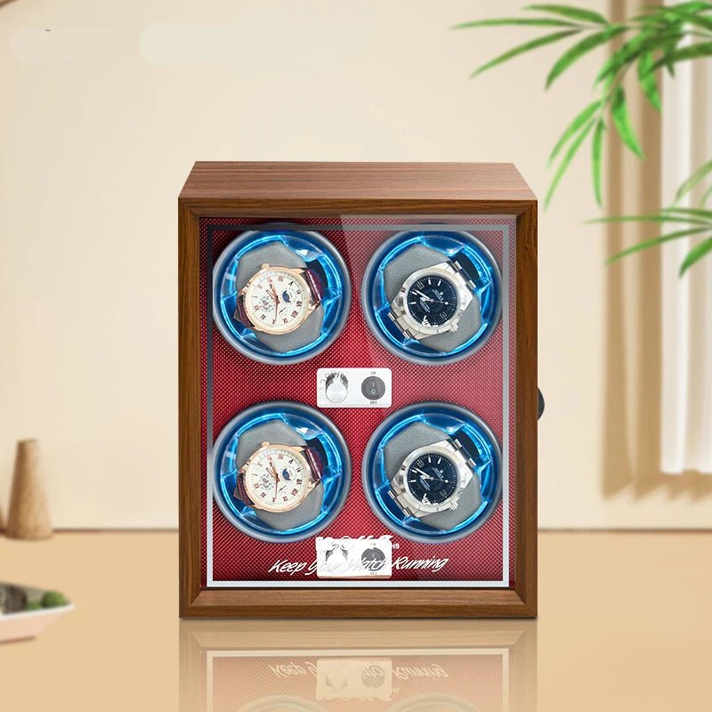 WATCHMATIC Luno Wooden Quad Watch Winder 14:193Wood Grain and Black;200007763:201336106 - WatchMatic