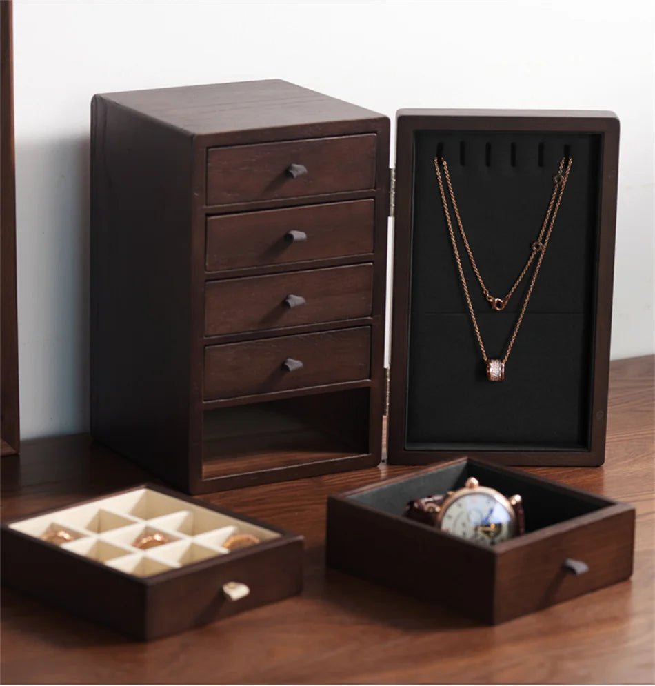 WatchMatic Solid Wood Jewelry Desktop Box 14:29Beige A - WatchMatic