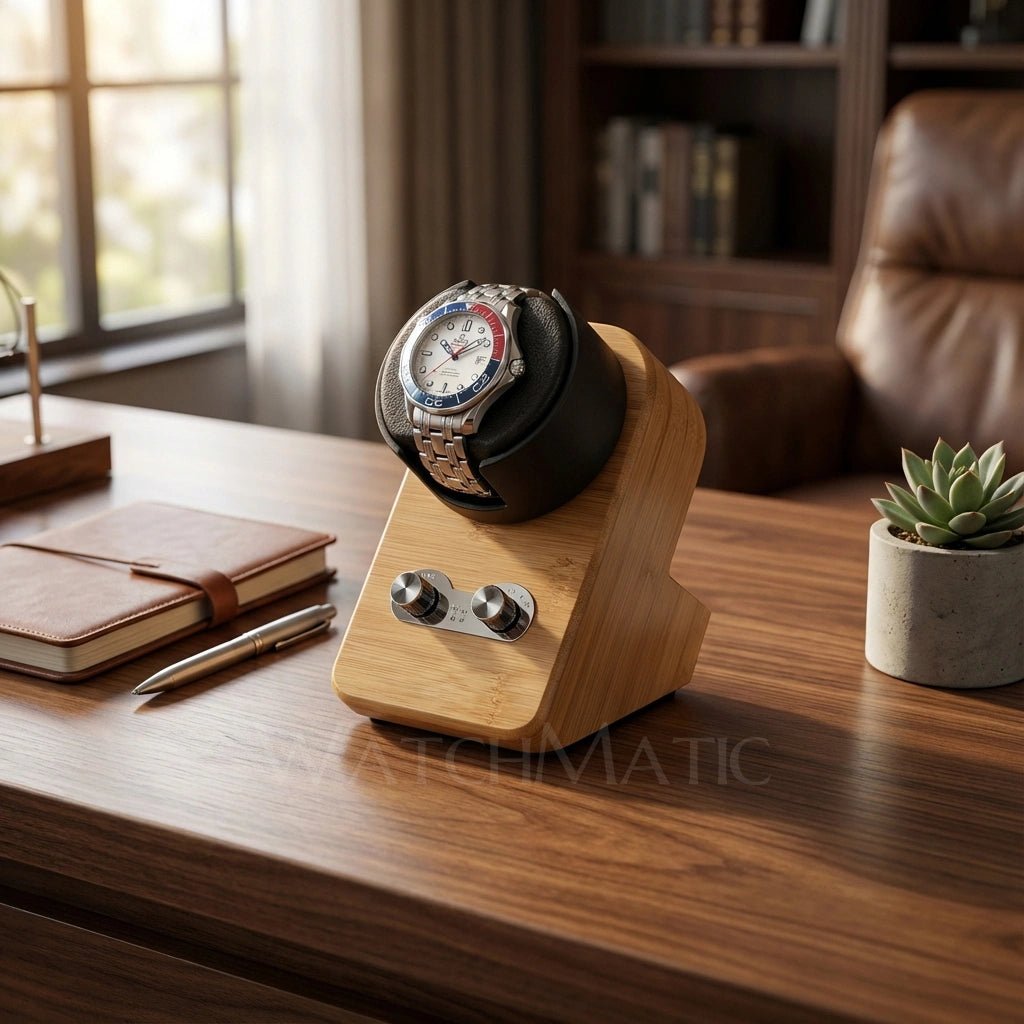 WATCHMATIC Solo Wood Watch Winder 14:350686C-Yellow - WatchMatic