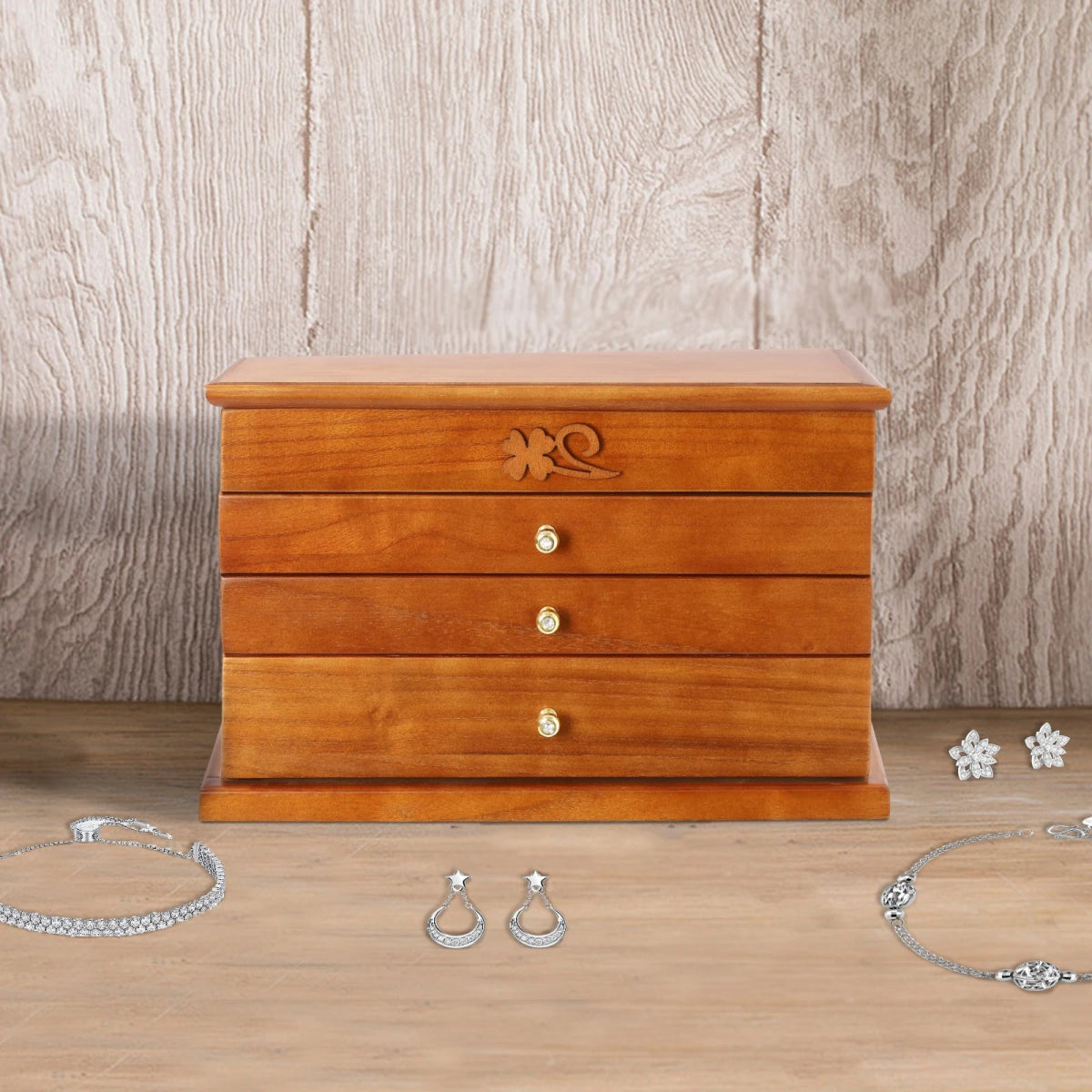 WATCHMATIC Vintage Wooden Jewelry Box 14:294 Tiers;200007763:201336106 - WatchMatic
