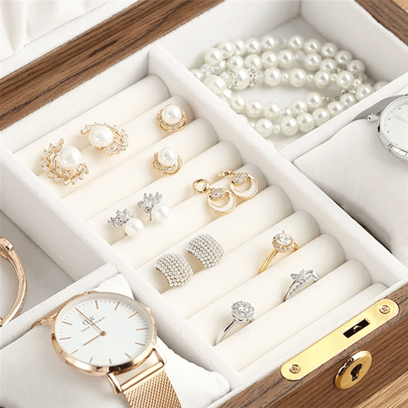 WATCHMATIC Wooden Flip Jewelry Box 14:200003699Walnut Color - WatchMatic