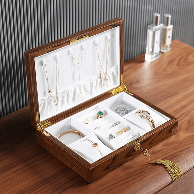 WATCHMATIC Wooden Flip Jewelry Box 14:200003699Walnut Color - WatchMatic