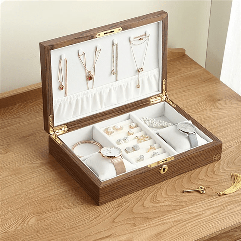 WATCHMATIC Wooden Flip Jewelry Box 14:200003699Walnut Color - WatchMatic
