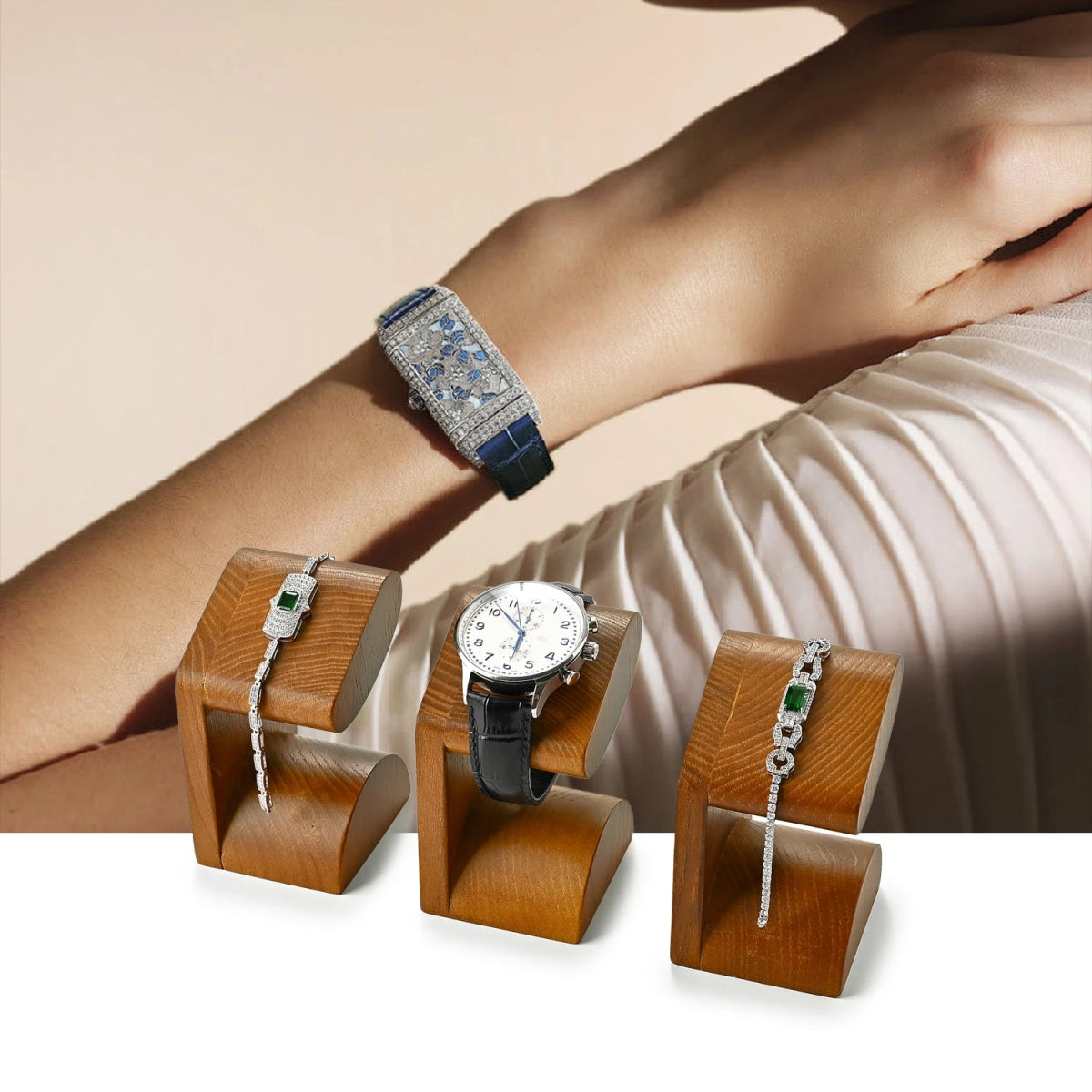 WATCHMATIC Wooden Watch Display Stand 14:29Dark Color - WatchMatic