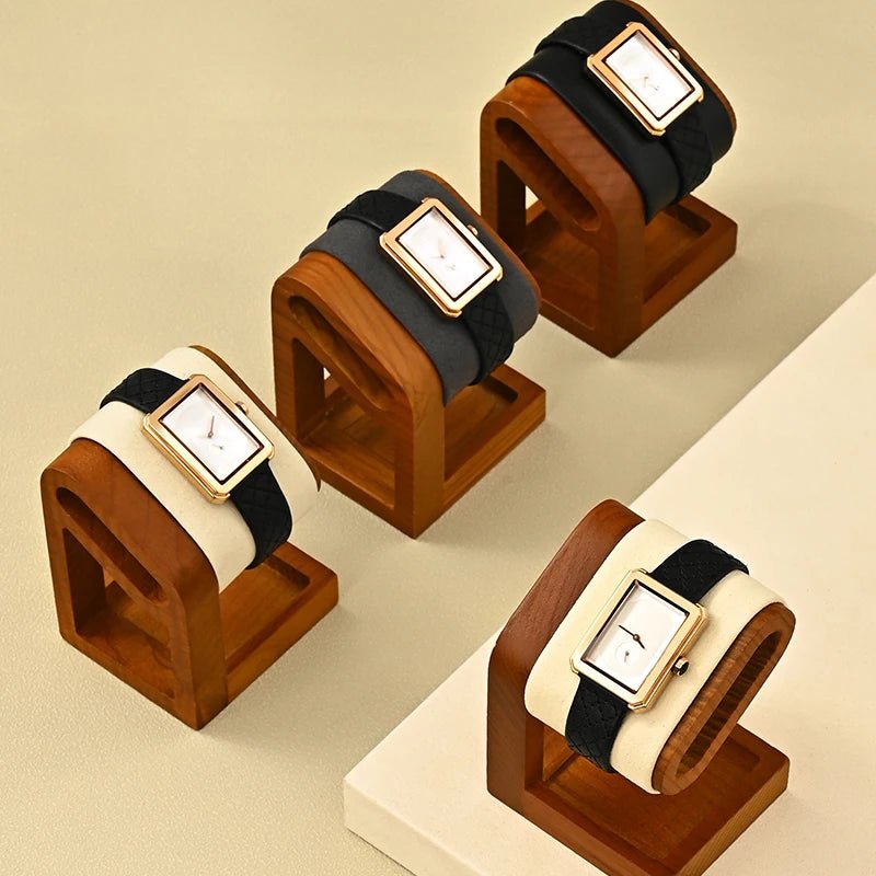 WATCHMATIC Wooden Watch Stand 14:29Beige Velvet - WatchMatic