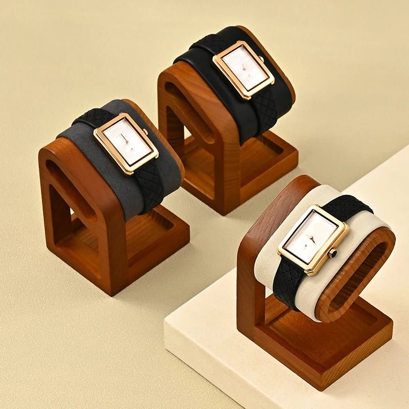 WATCHMATIC Wooden Watch Stand 14:29Beige Velvet - WatchMatic