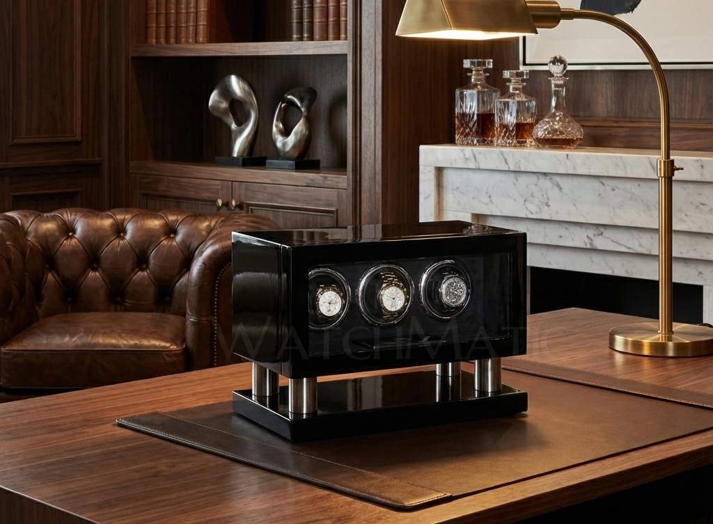 Close-up of a watch winder control screen showing TPD and direction settings