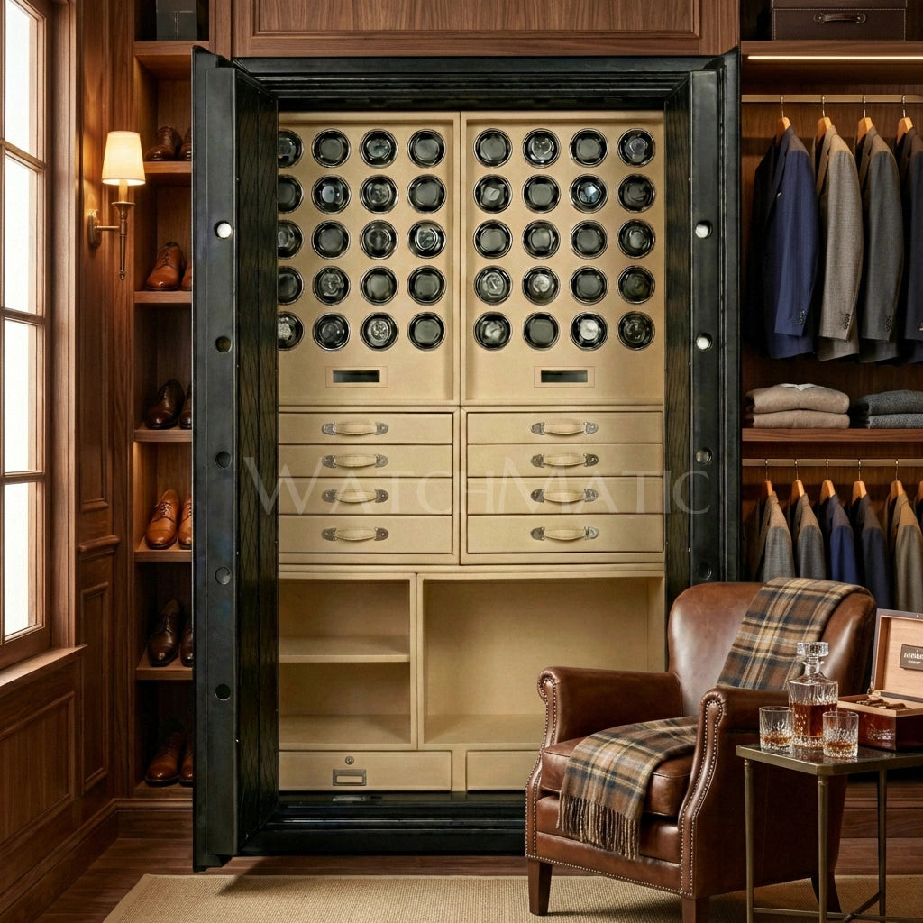 Sovereign™ Leather Vault – Dual Door Watch Safe Cabinet