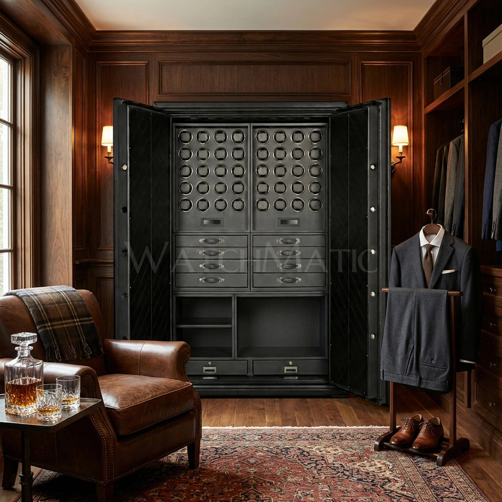 Sovereign™ Leather Vault – Dual Door Watch Safe Cabinet