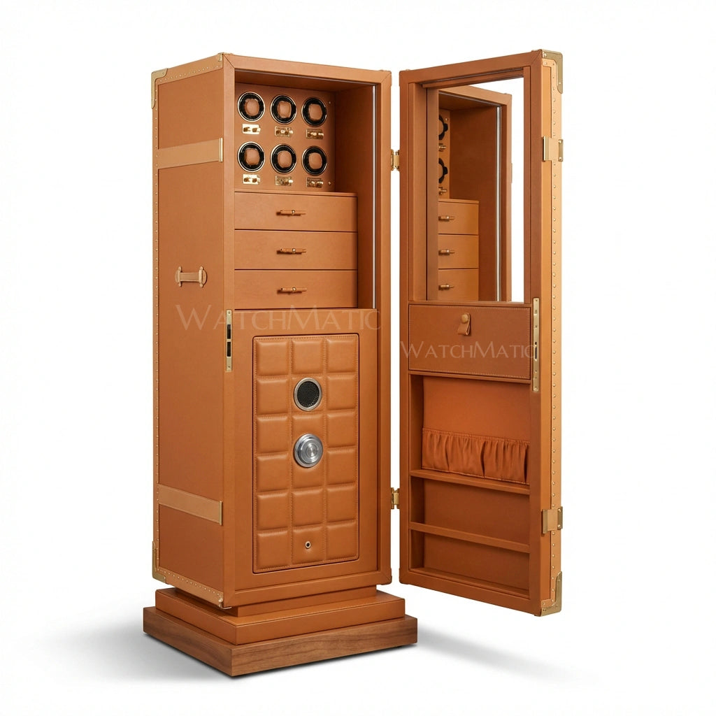 Caja fuerte de cuero Sovereign™: caja fuerte para relojes con dos puertas