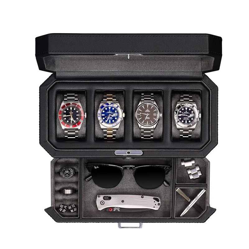 Nesto Luxury Leather 4-Watch Box