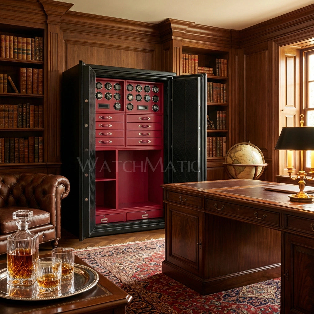 Sovereign™ Leather Vault – Dual Door Watch Safe Cabinet