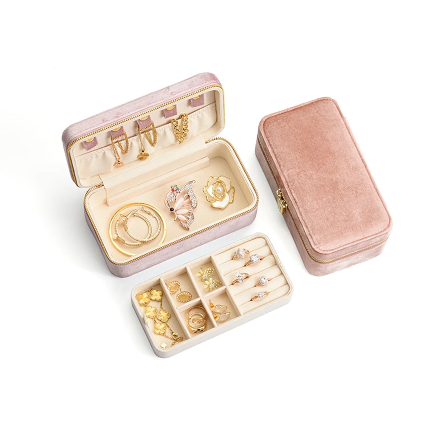 Sakura Pink Velvet Jewelry Box