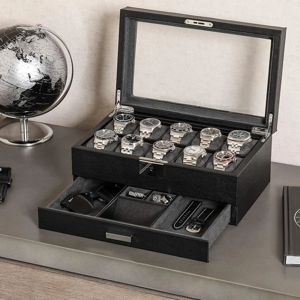 Arto Luxury Leather 10-Watch Box
