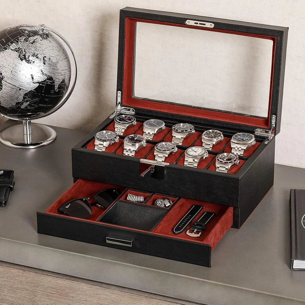 Arto Luxury Leather 10-Watch Box