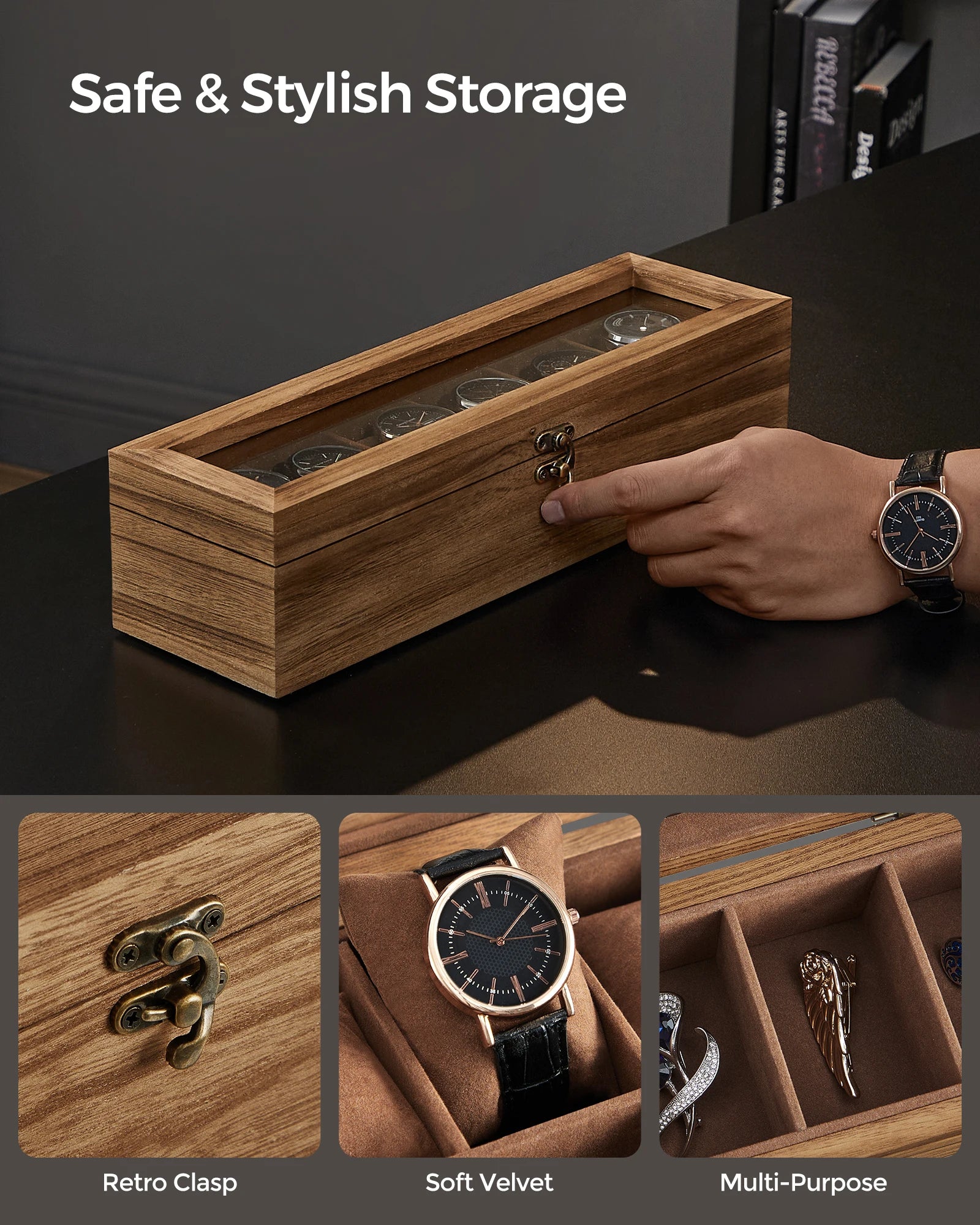 Snappo Walnut 6-Watch Box