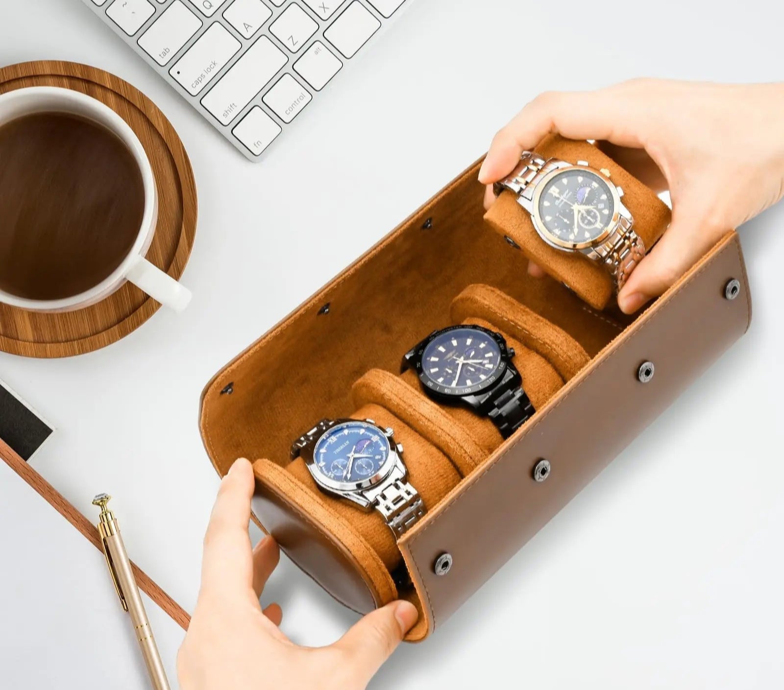 Orbit Leather Triple Watch Roll