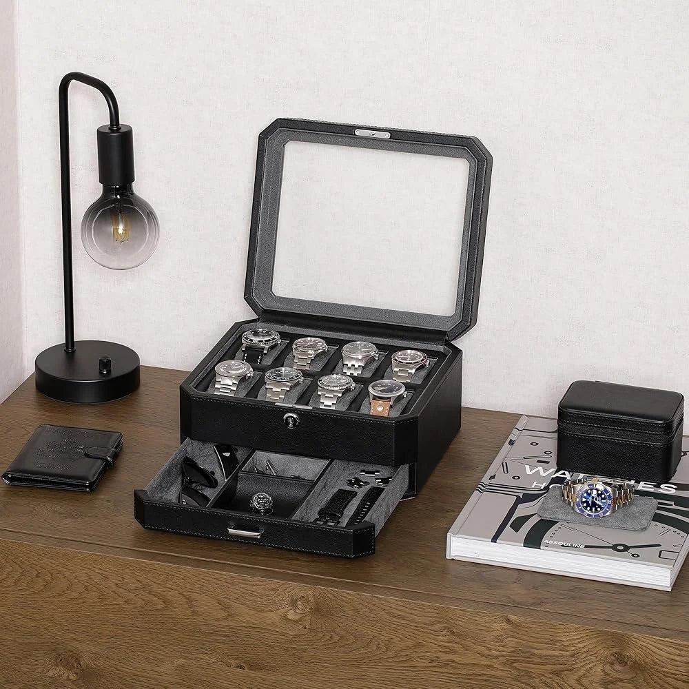 Vero Luxury Leather 8-Watch Box