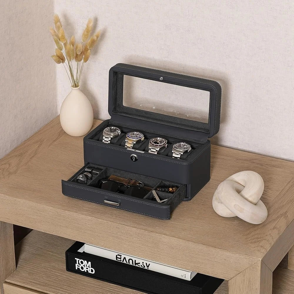Loop Luxury Leather 4-Watch Box