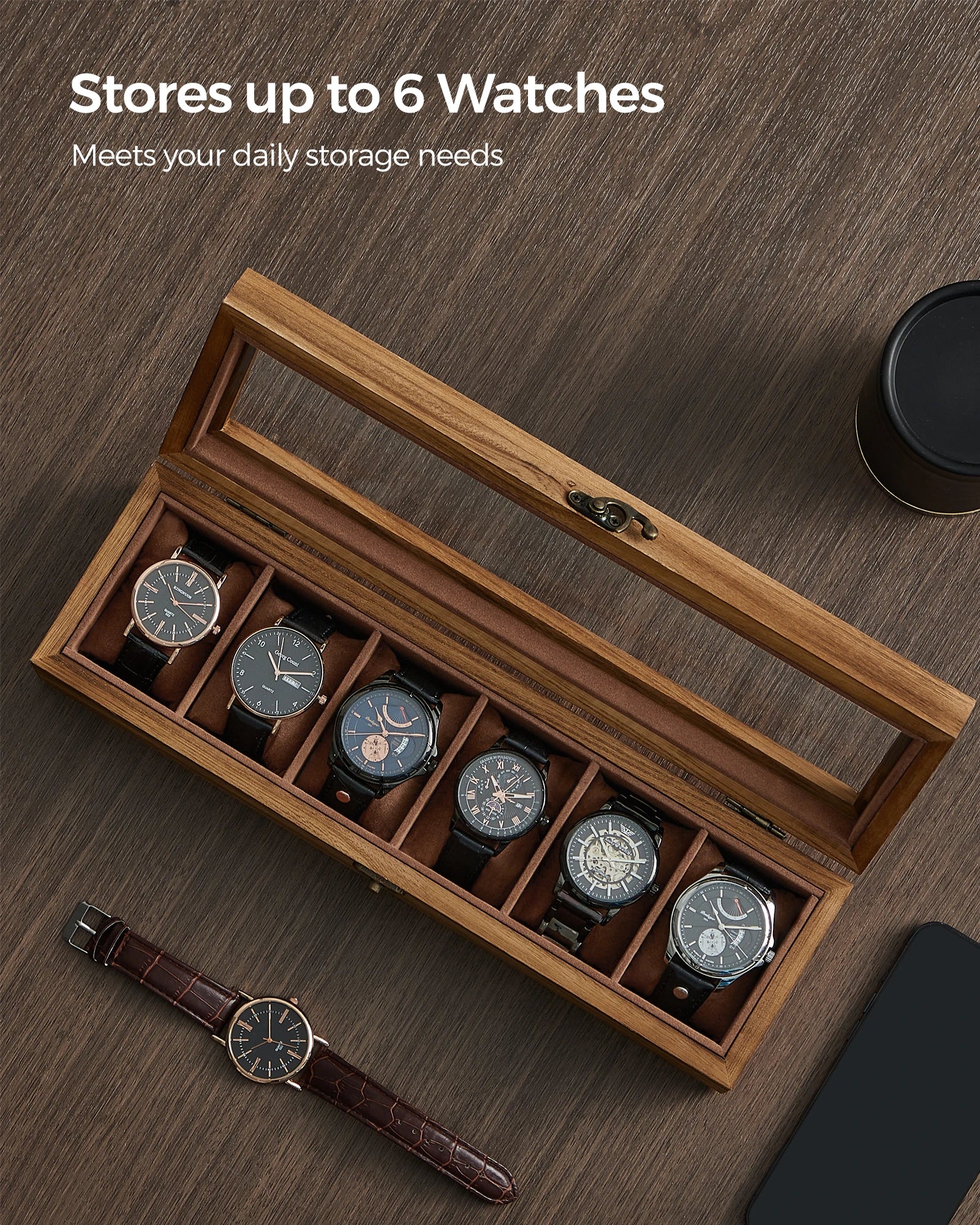 Snappo Walnut 6-Watch Box