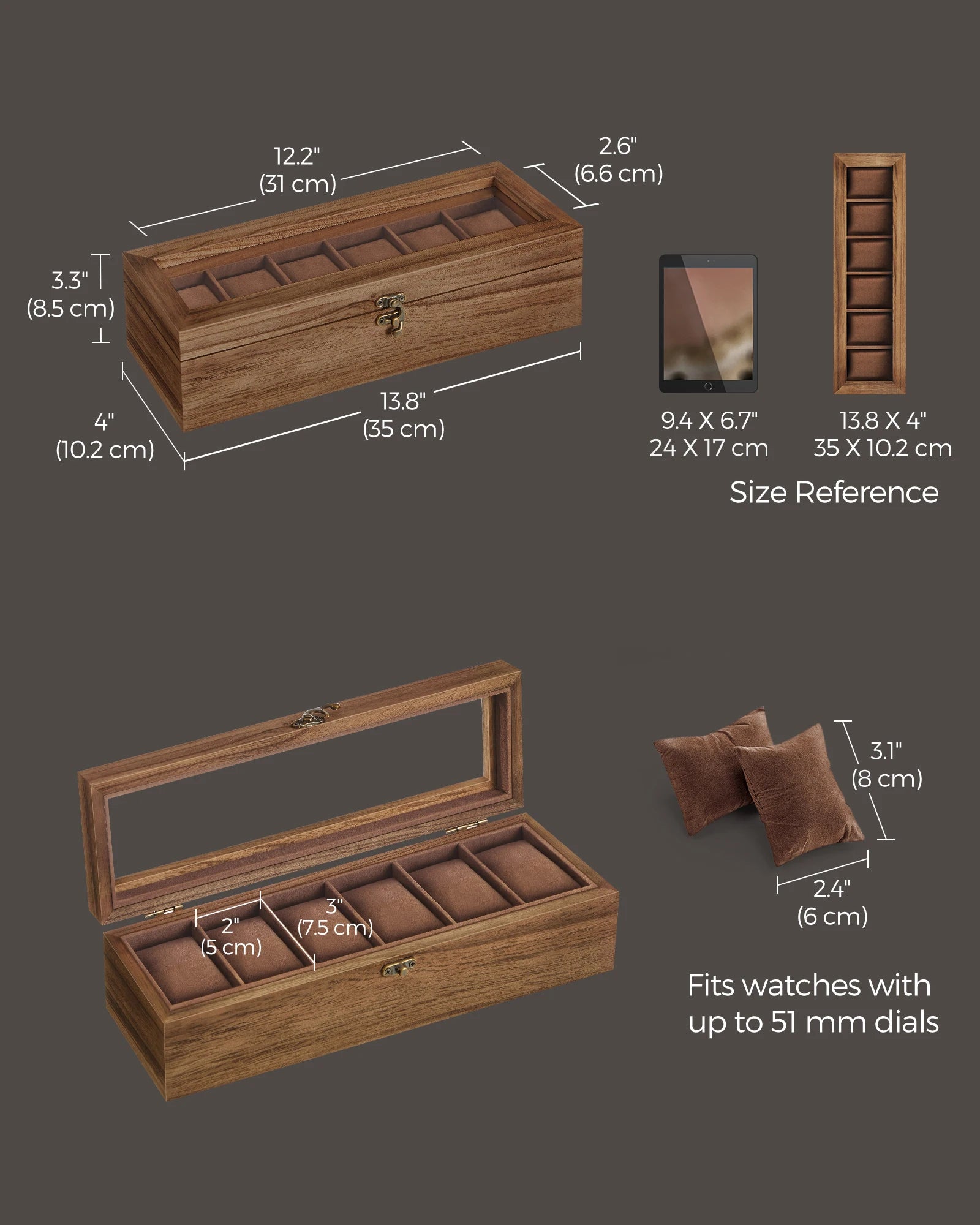 Snappo Walnut 6-Watch Box