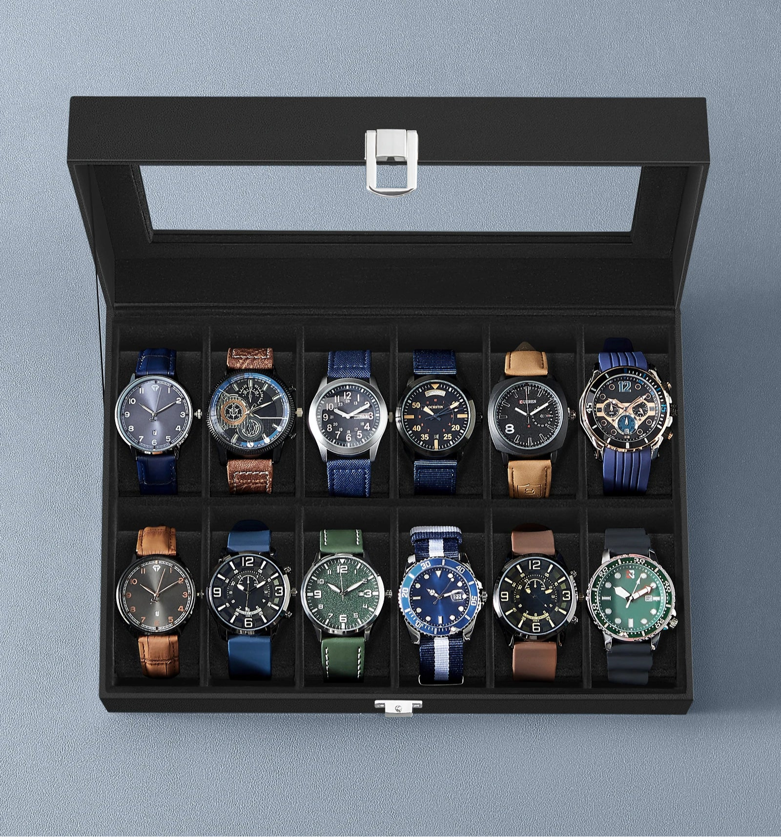 Prestor Black 12-Watch Box
