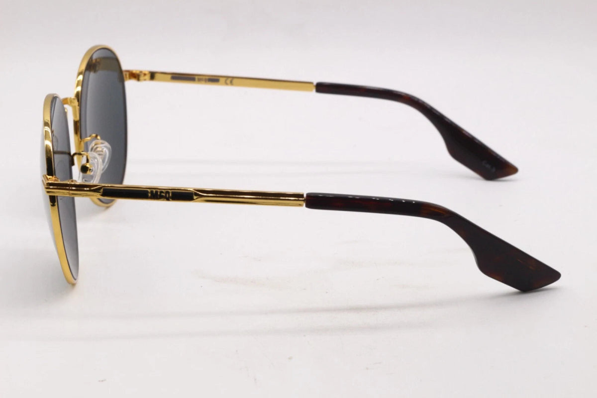 ALEXANDER MCQUEEN Gold Round Metal Women's Sunglasses MQ0058S - 30000762001 - WatchMatic