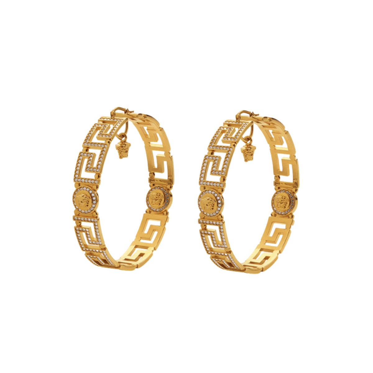 Crystal Medusa Greca Hoop Earrings - WatchMatic