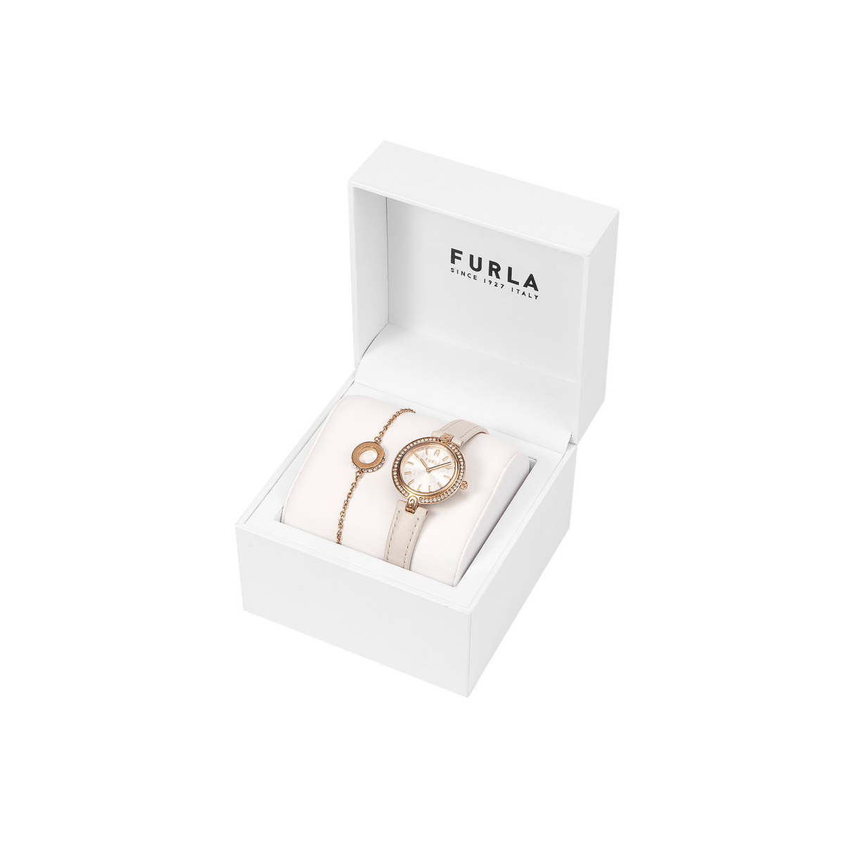 FURLA Logo Links Rose Gold Gift Set Women's Bracelet FGWJ001BU - WatchMatic