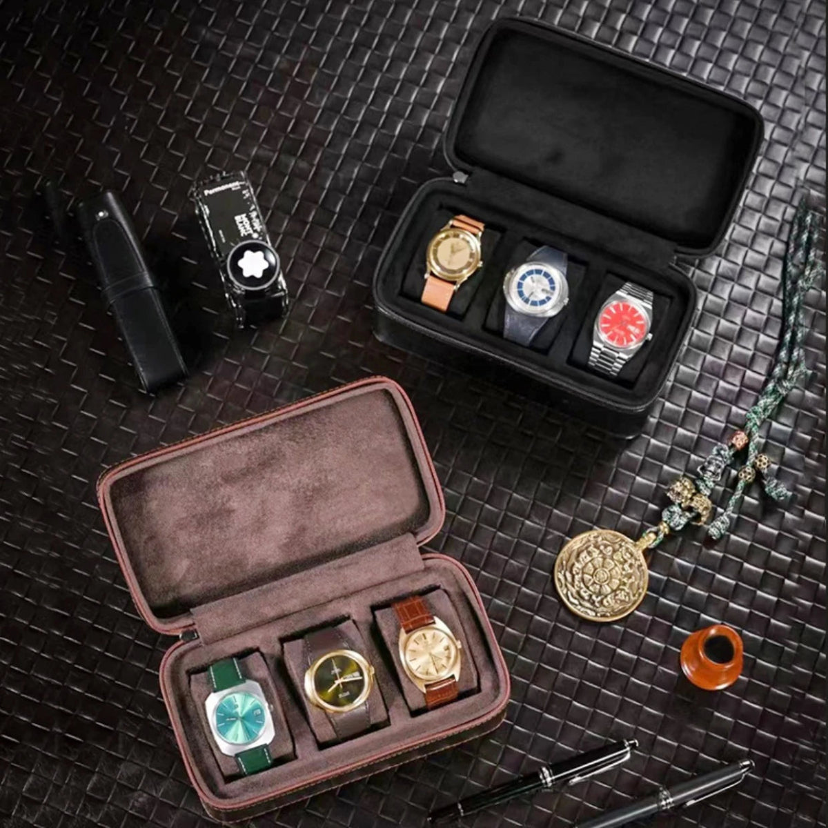 Hexo Green Leather Watch Case - WatchMatic