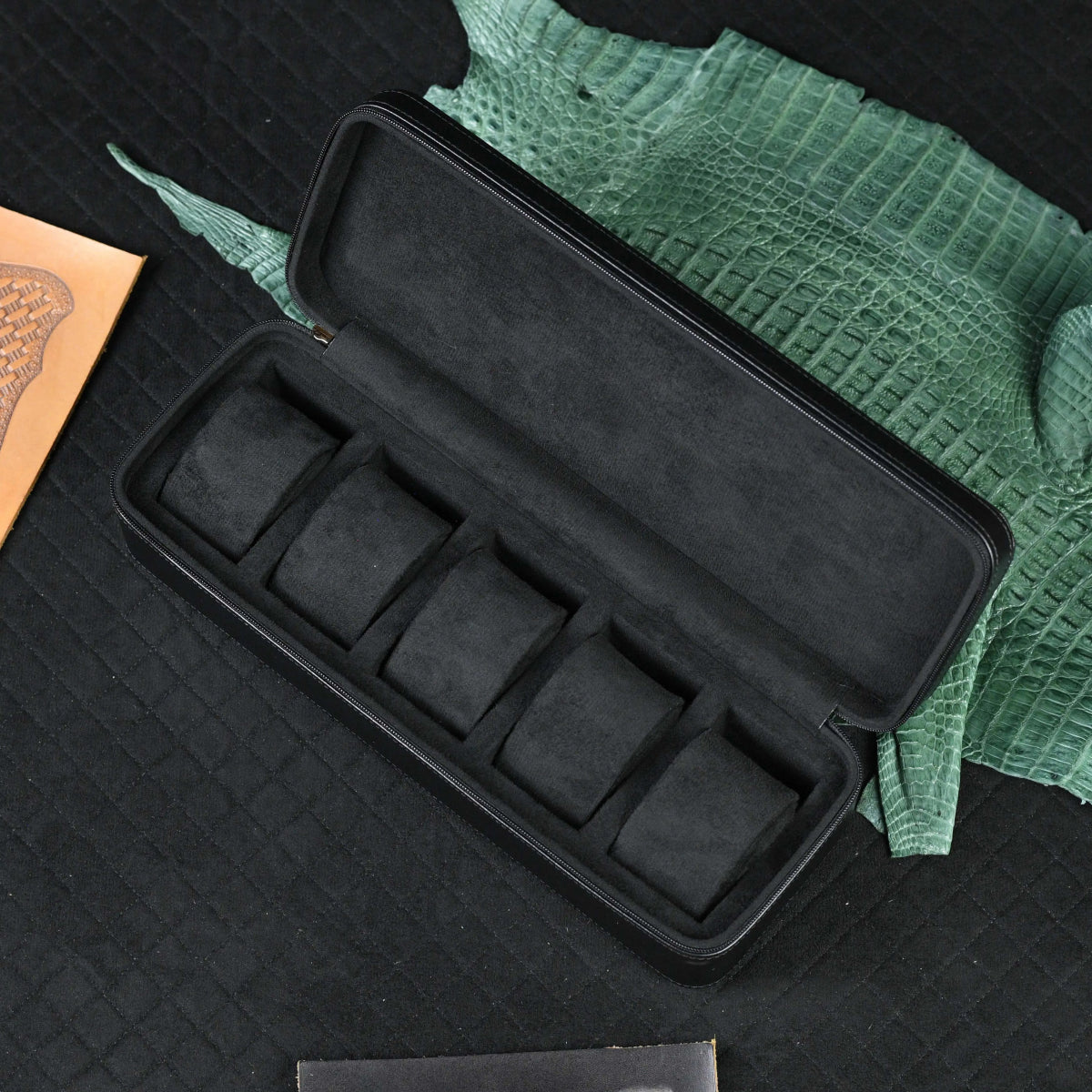 Hexo Green Leather Watch Case - WatchMatic