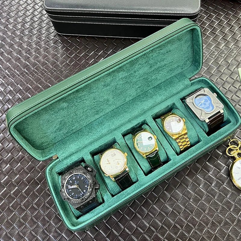 Hexo Green Leather Watch Case - WatchMatic