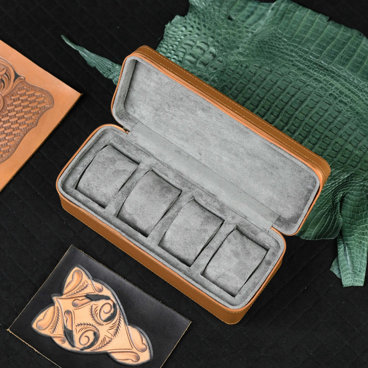 Hexo Green Leather Watch Case - WatchMatic