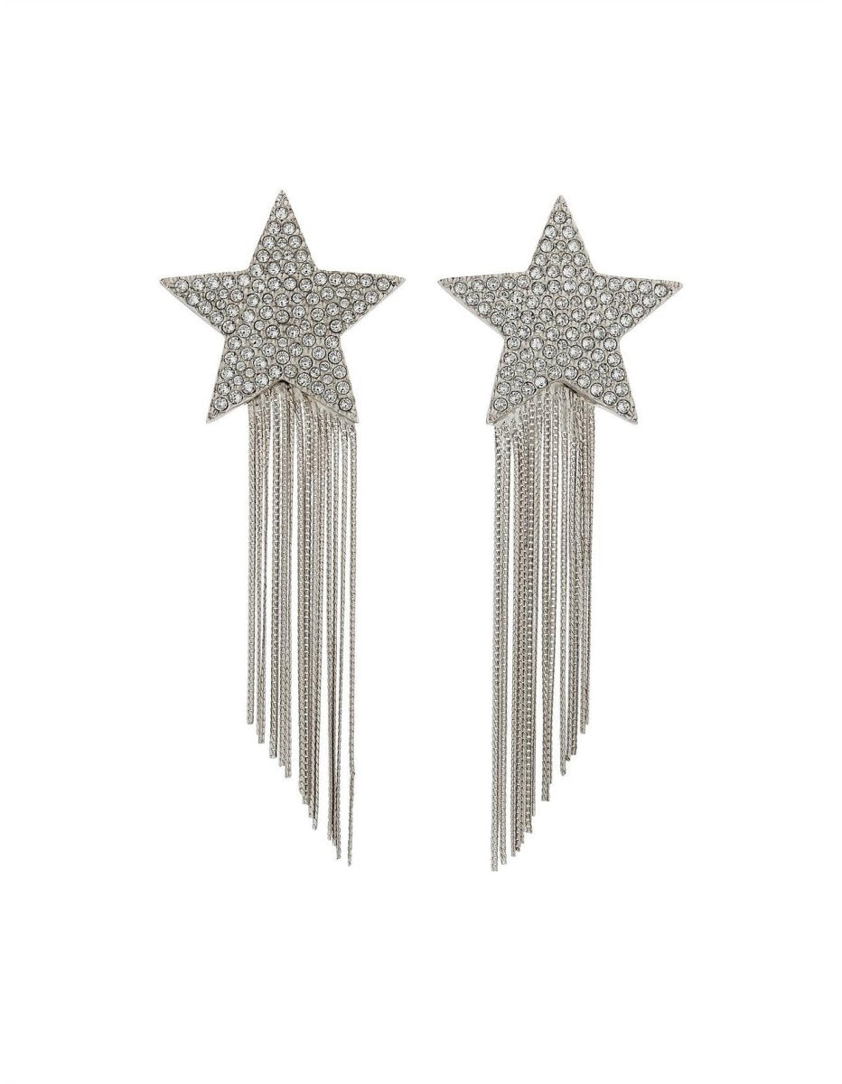 Star Earrings With Brass Chains Palladium - WatchMatic