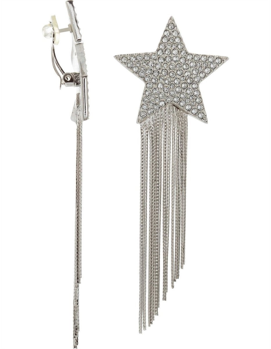 Star Earrings With Brass Chains Palladium - WatchMatic