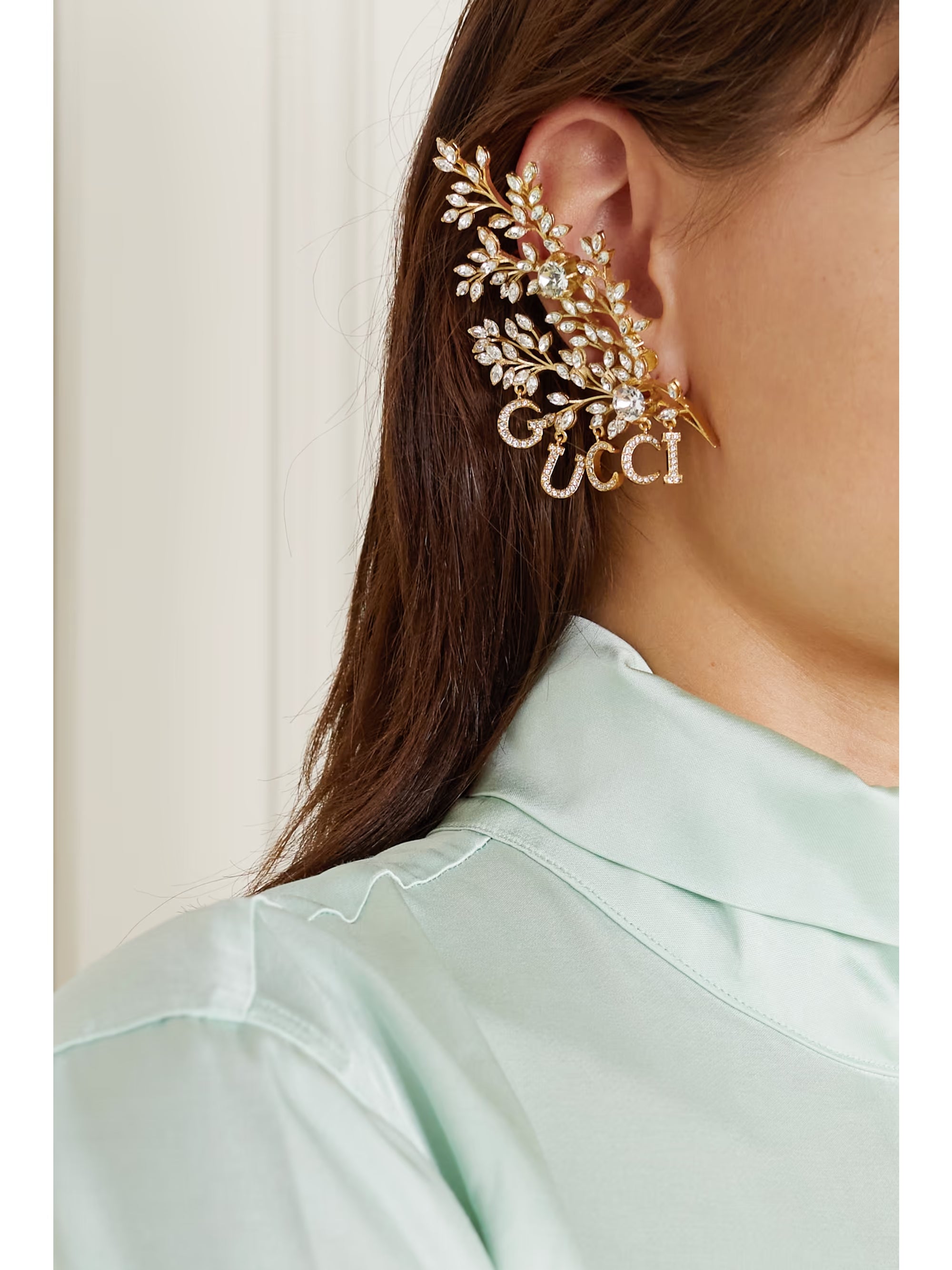 Gold-Tone Brass And Crystal Women's Earring